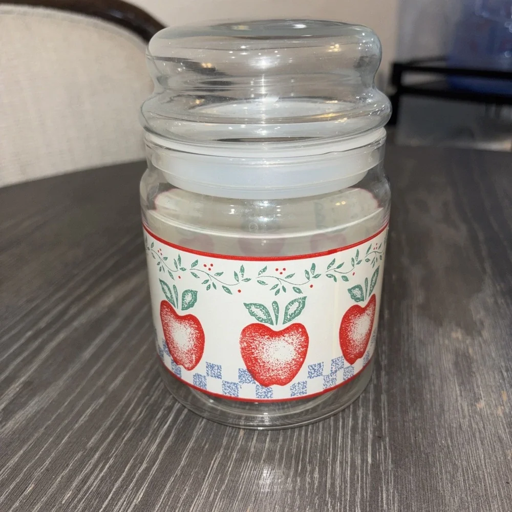 Vintage‎  Apple Glass Canister Jar w/ Lid